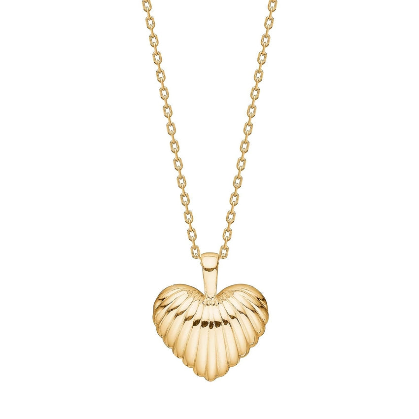Breeze halskæde i 18 kt forgyldt sterlingsølv med hjertevedhæng fra Nordahl Jewellery, 42+3 cm.
